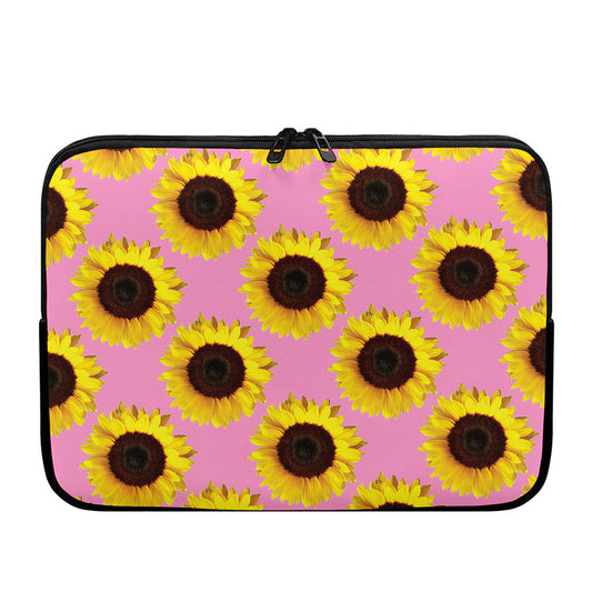 Pink Sunflower Pattern Print Laptop Sleeve