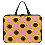 Pink Sunflower Pattern Print Laptop Sleeve With Handle