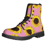 Pink Sunflower Pattern Print Backpack