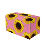 Pink Sunflower Pattern Print Leather Tissue Box Cover