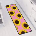 Pink Sunflower Pattern Print Long Kitchen Mat