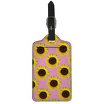 Pink Sunflower Pattern Print Luggage Tag