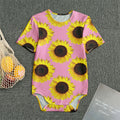 Pink Sunflower Pattern Print Men's Bodysuit