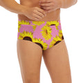 Pink Sunflower Pattern Print Men's Briefs
