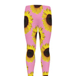 Pink Sunflower Pattern Print Men's leggings