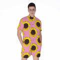 Pink Sunflower Pattern Print Men's Romper