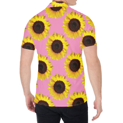 Pink Sunflower Pattern Print Men's Shirt