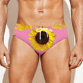 Pink Sunflower Pattern Print Men's Swim Briefs