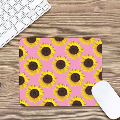 Pink Sunflower Pattern Print Mouse Pad