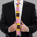 Pink Sunflower Pattern Print Necktie