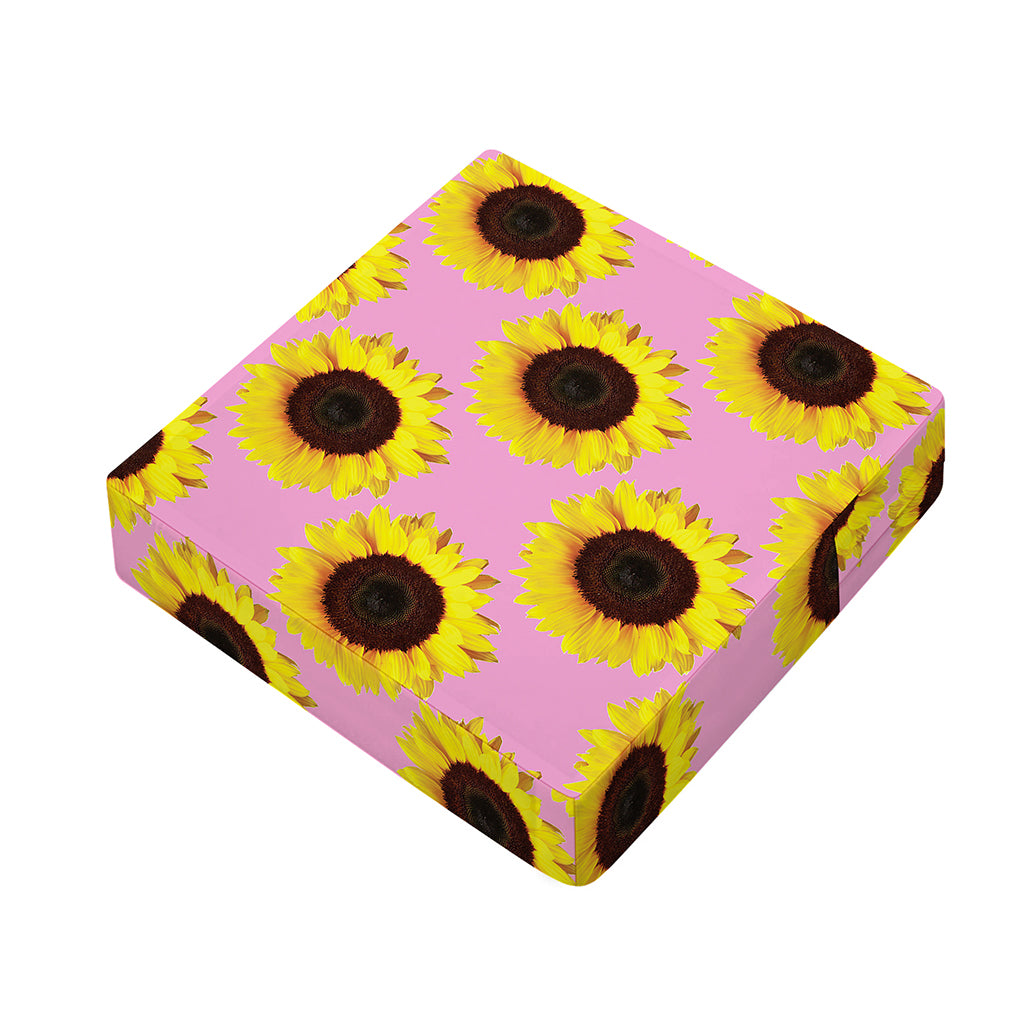 Pink Sunflower Pattern Print Outdoor Seat Cushion Cover
