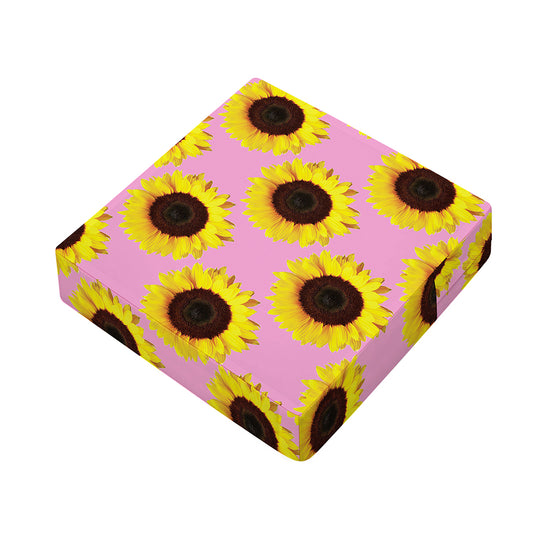 Pink Sunflower Pattern Print Outdoor Seat Cushion Cover