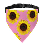 Pink Sunflower Pattern Print Over The Collar Dog Bandana