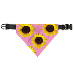 Pink Sunflower Pattern Print Over The Collar Dog Bandana
