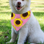 Pink Sunflower Pattern Print Over The Collar Dog Bandana