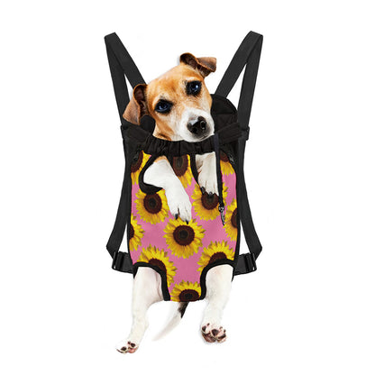 Pink Sunflower Pattern Print Pet Carrier Backpack