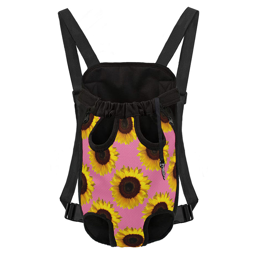 Pink Sunflower Pattern Print Pet Carrier Backpack