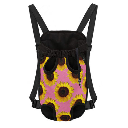 Pink Sunflower Pattern Print Pet Carrier Backpack