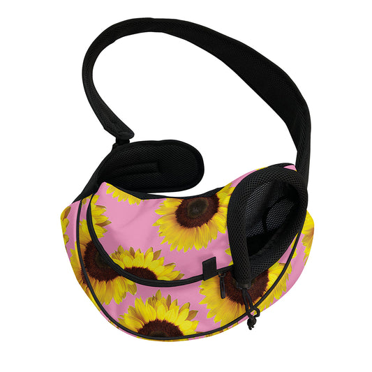 Pink Sunflower Pattern Print Pet Sling Carrier