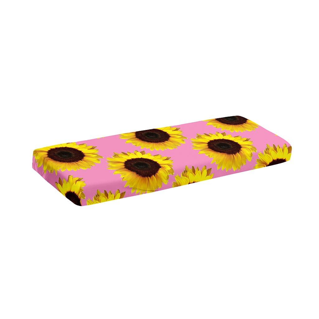 Pink Sunflower Pattern Print Piano Keyboard Cover