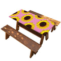 Pink Sunflower Pattern Print Picnic Table Cover