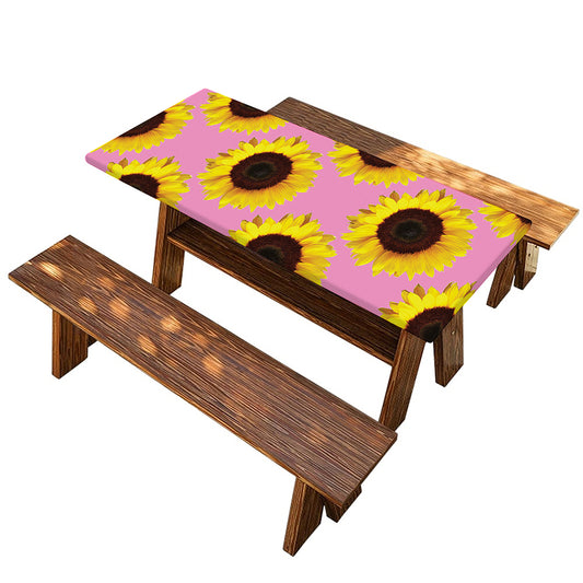 Pink Sunflower Pattern Print Picnic Table Cover