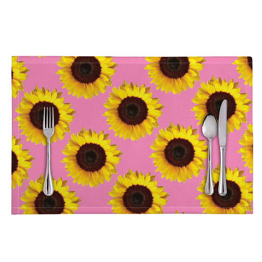 Pink Sunflower Pattern Print Placemat