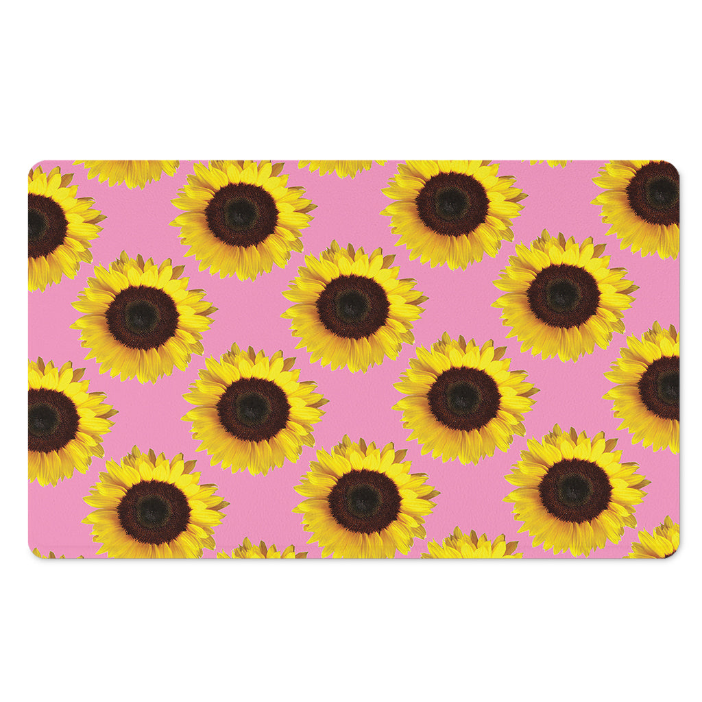 Pink Sunflower Pattern Print Polyester Doormat