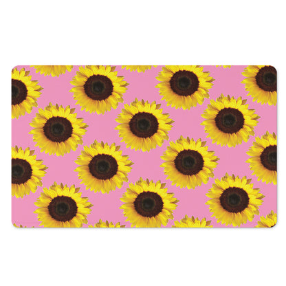 Pink Sunflower Pattern Print Polyester Doormat