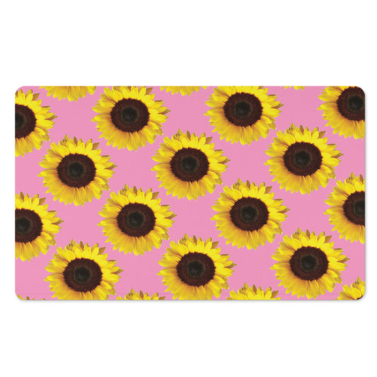 Pink Sunflower Pattern Print Polyester Doormat
