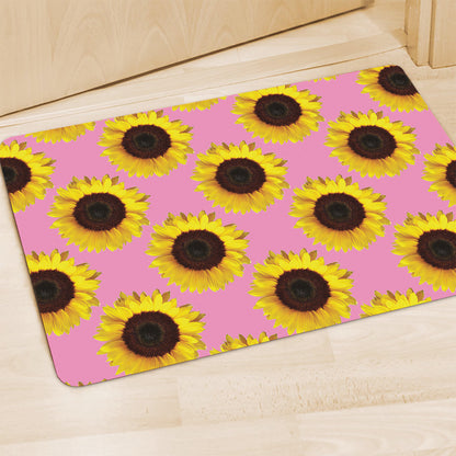 Pink Sunflower Pattern Print Polyester Doormat