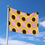 Pink Sunflower Pattern Print Polyester Flag