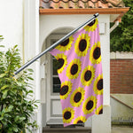 Pink Sunflower Pattern Print Polyester Flag
