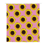 Pink Sunflower Pattern Print Polyester Shower Curtain