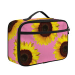Pink Sunflower Pattern Print Portable Lunch Bag