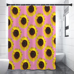 Pink Sunflower Pattern Print Premium Shower Curtain