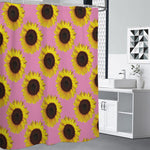 Pink Sunflower Pattern Print Premium Shower Curtain
