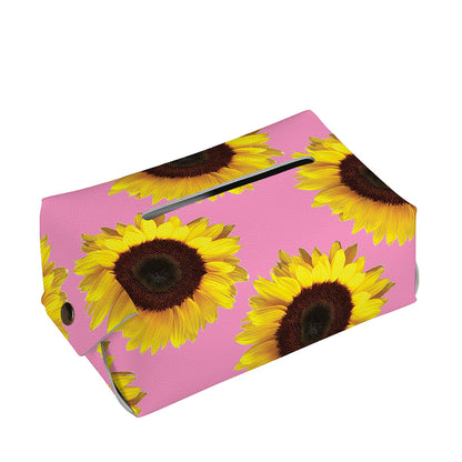 Pink Sunflower Pattern Print Rectangle Tissue Box Cover