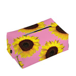 Pink Sunflower Pattern Print Rectangle Tissue Box Cover