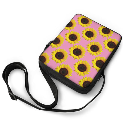 Pink Sunflower Pattern Print Rectangular Crossbody Bag