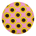 Pink Sunflower Pattern Print Round Blanket
