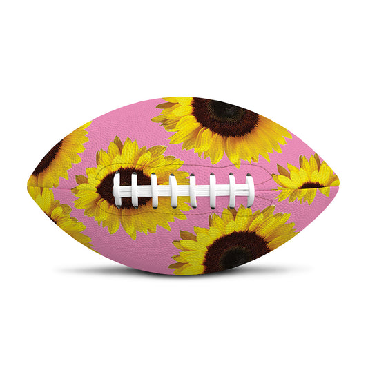 Pink Sunflower Pattern Print Rugby Ball