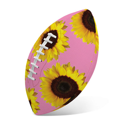 Pink Sunflower Pattern Print Rugby Ball
