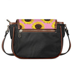 Pink Sunflower Pattern Print Saddle Bag
