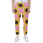 Pink Sunflower Pattern Print Scuba Joggers
