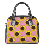 Pink Sunflower Pattern Print Shoulder Handbag