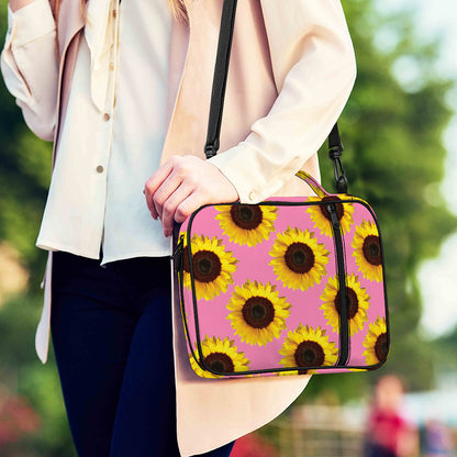 Pink Sunflower Pattern Print Shoulder Strap Bible Bag