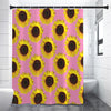Pink Sunflower Pattern Print Shower Curtain