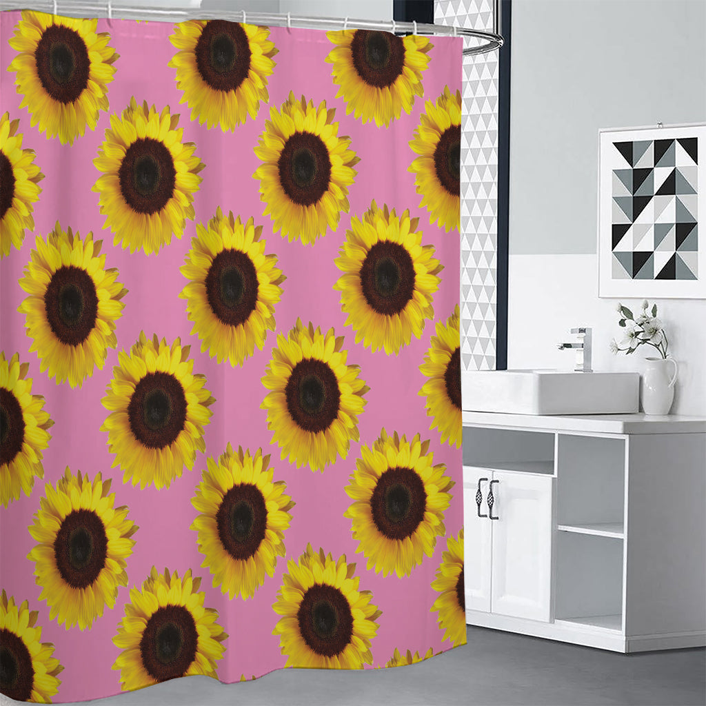 Pink Sunflower Pattern Print Shower Curtain