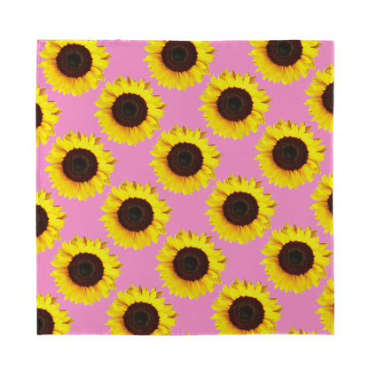 Pink Sunflower Pattern Print Silk Bandana